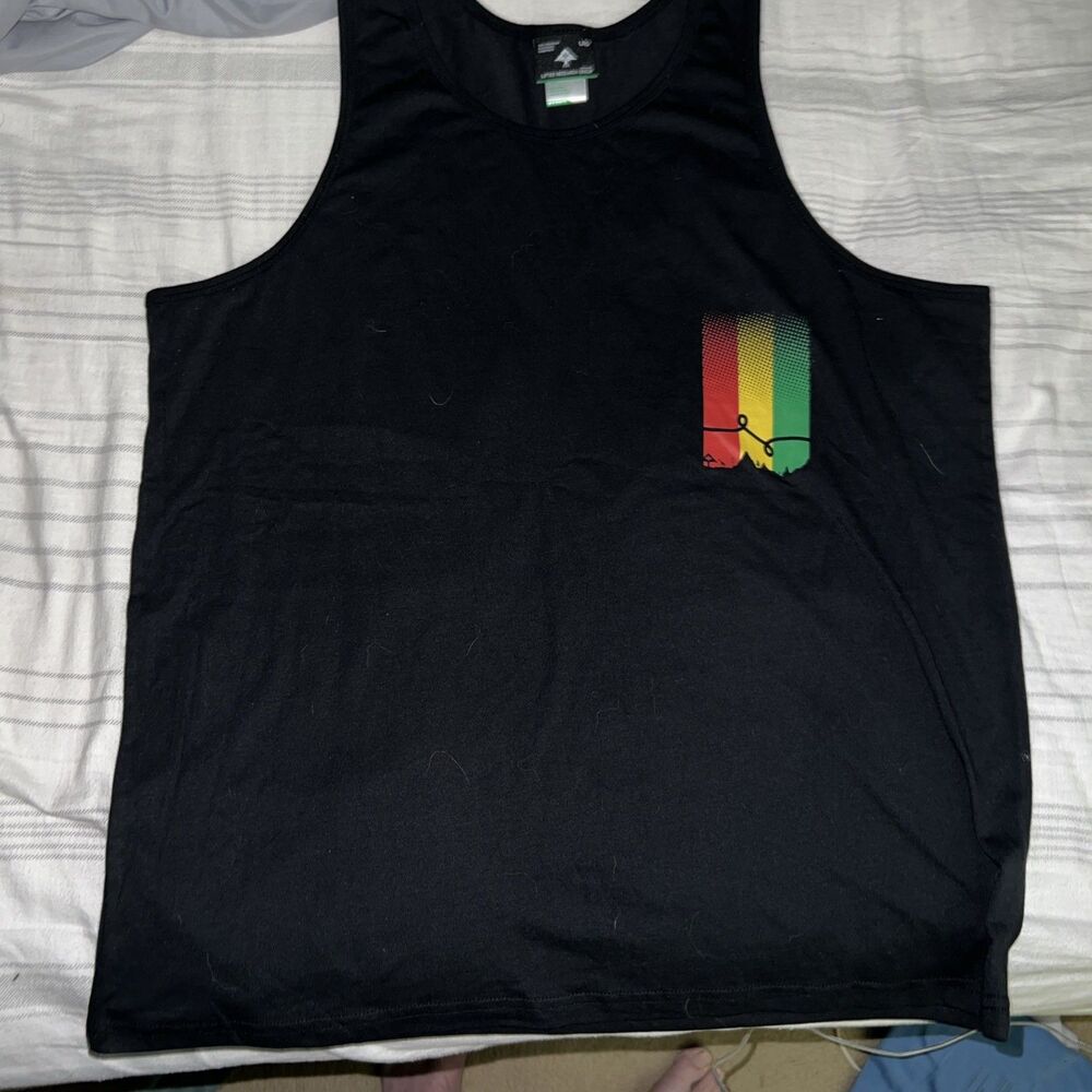 LRG Men Tank Top XLARGE Black Graphic Activewear Logo Sleeveless Colorful - Picture 4 of 6